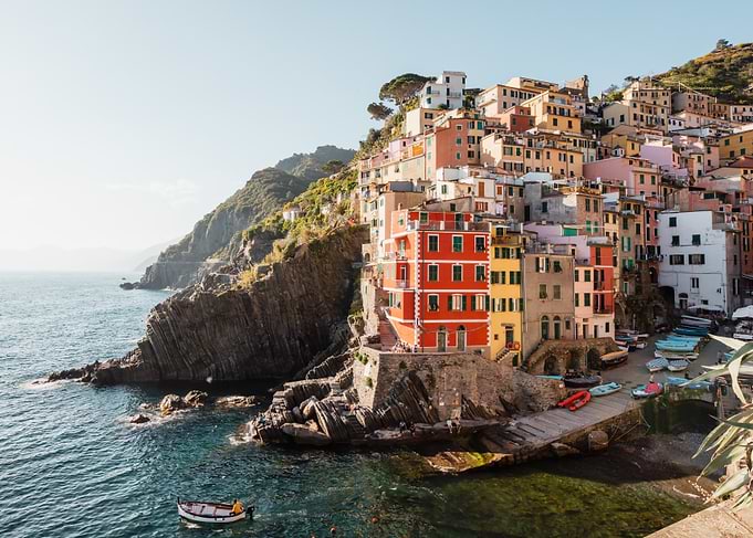 Colorful town by the sea, Riomaggiore, Cinque Terre, Italy