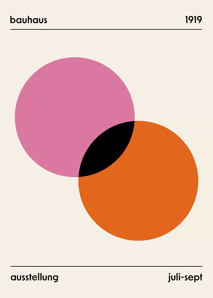 Bauhaus Poster Circles Overlapping Pink Orange