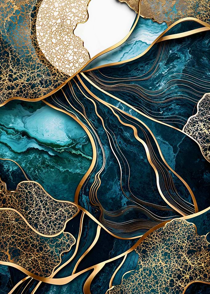 Abstract Gold & Teal Art