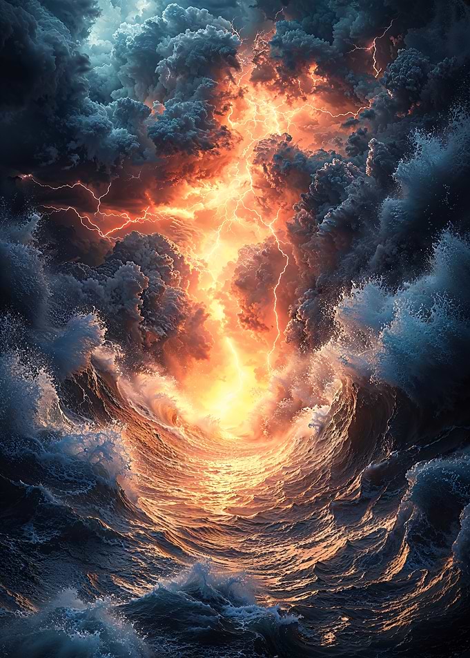 Lightning Storm Over Ocean