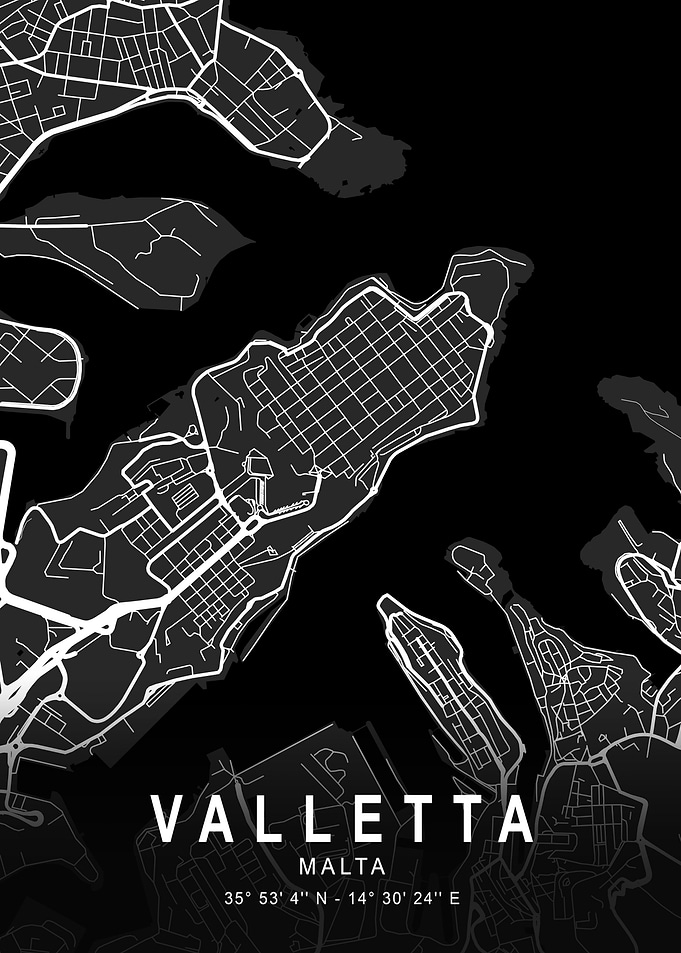 Valletta Dark City Map