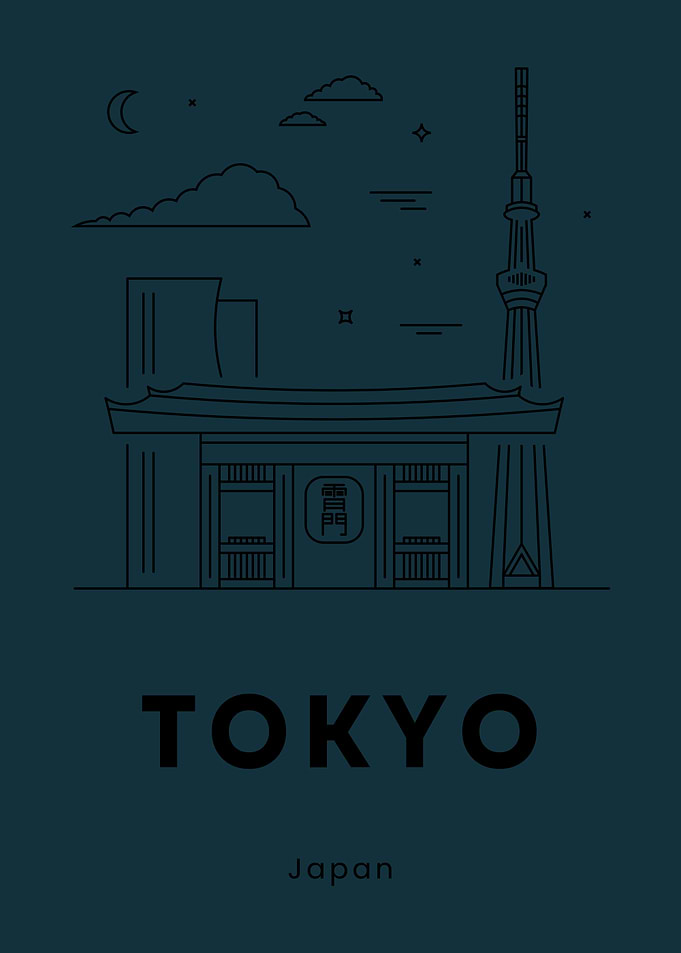 Tokyo Skyline Minimalist Art