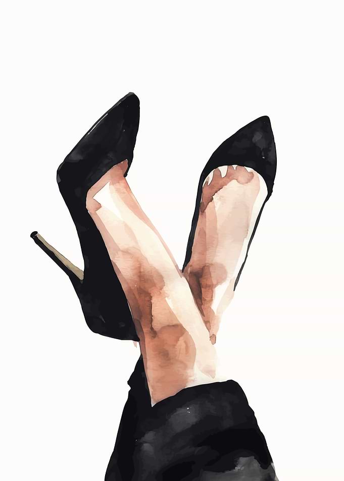 Watercolor Black Heels