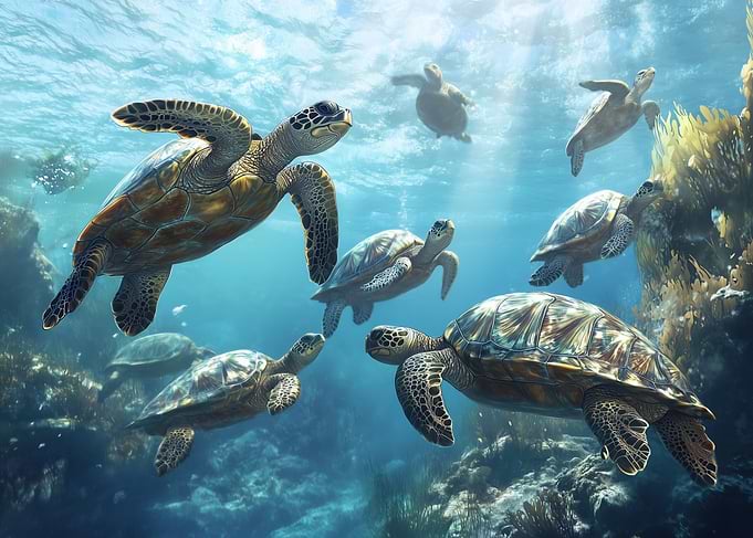 Sea Turtles Underwater
