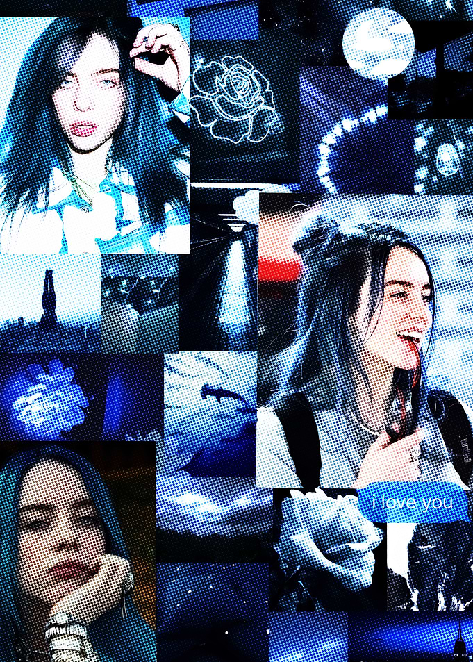 Billie Eilish Blue Aesthetic Collage