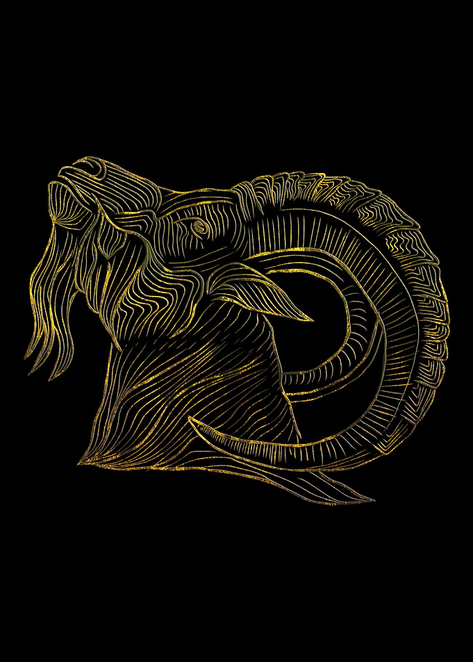 Golden Ram Head