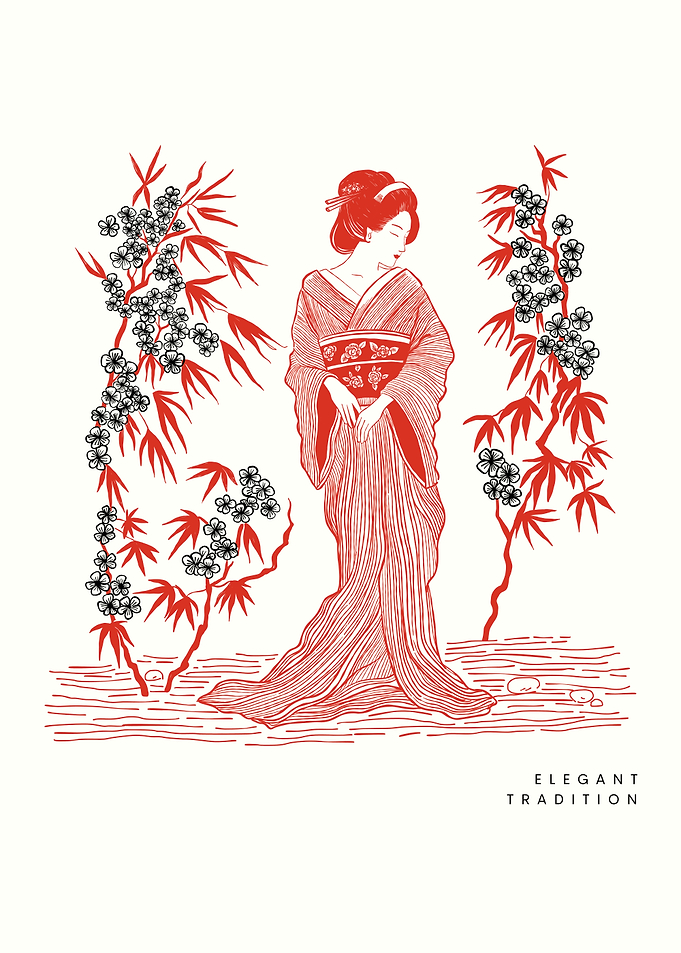 Geisha in Red Kimono
