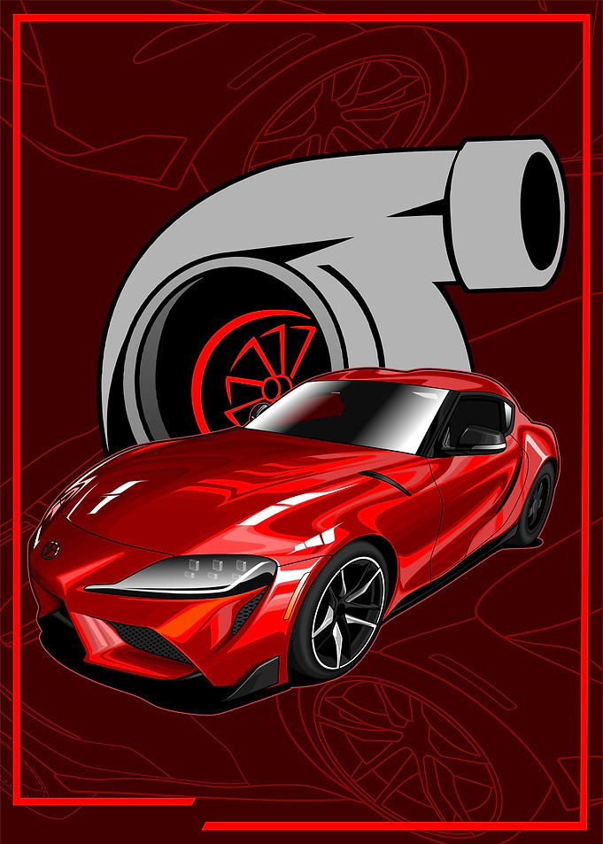 Red Supra with Turbocharger