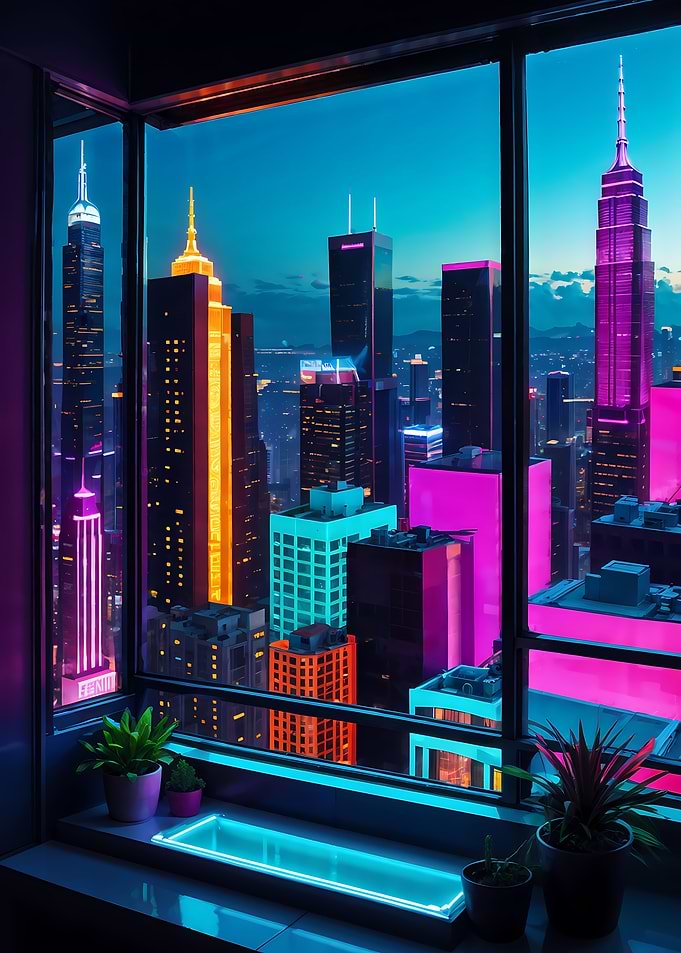 Neon Cityscape View