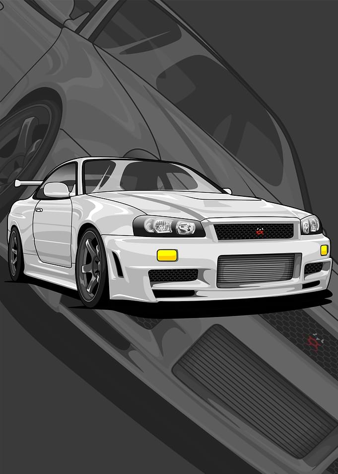 White Nissan Skyline R34