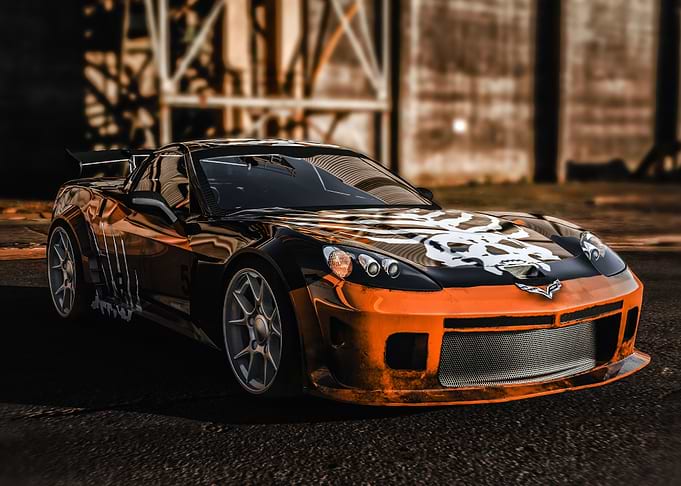 Custom Corvette with Skull Design
