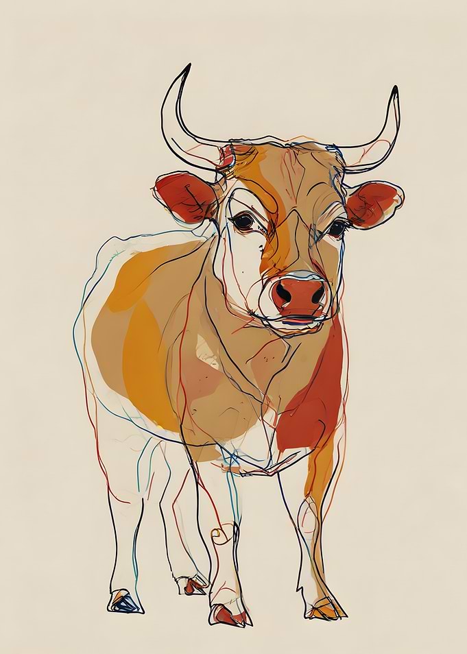 Line Art Cow Portrait