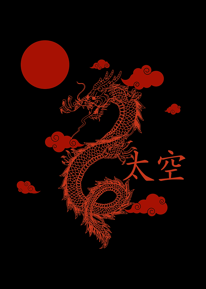 Red Dragon with Clouds