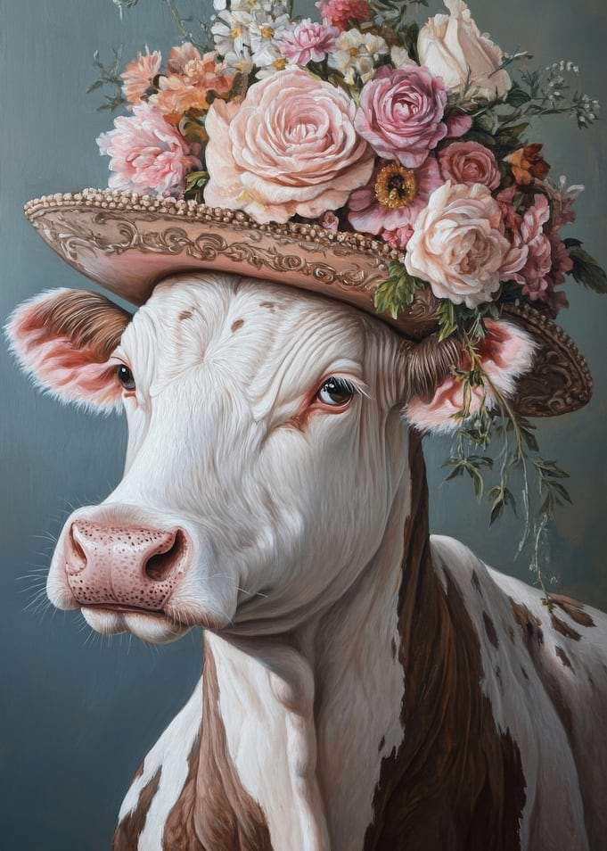 Cow in a Floral Hat