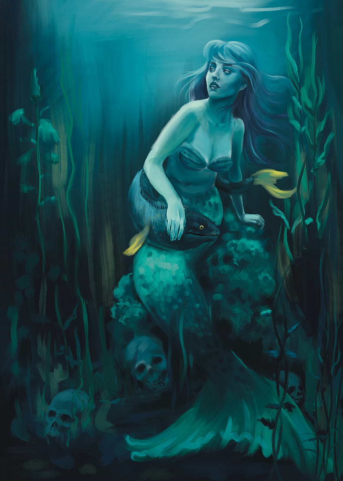 Mermaid in the dark water