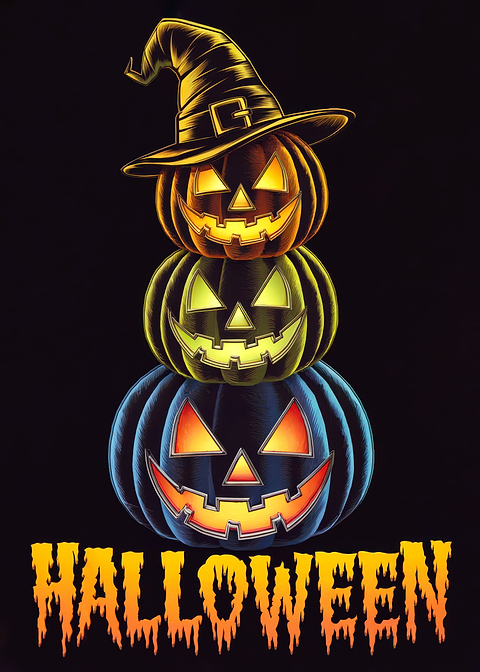 Halloween Jack-o'-Lanterns — living room metal wall art