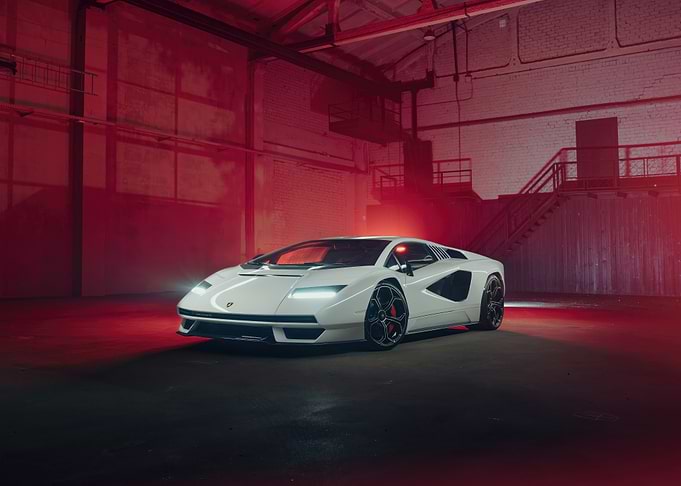 White Lamborghini in Red Warehouse