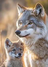 Wolf and Pup Portrait