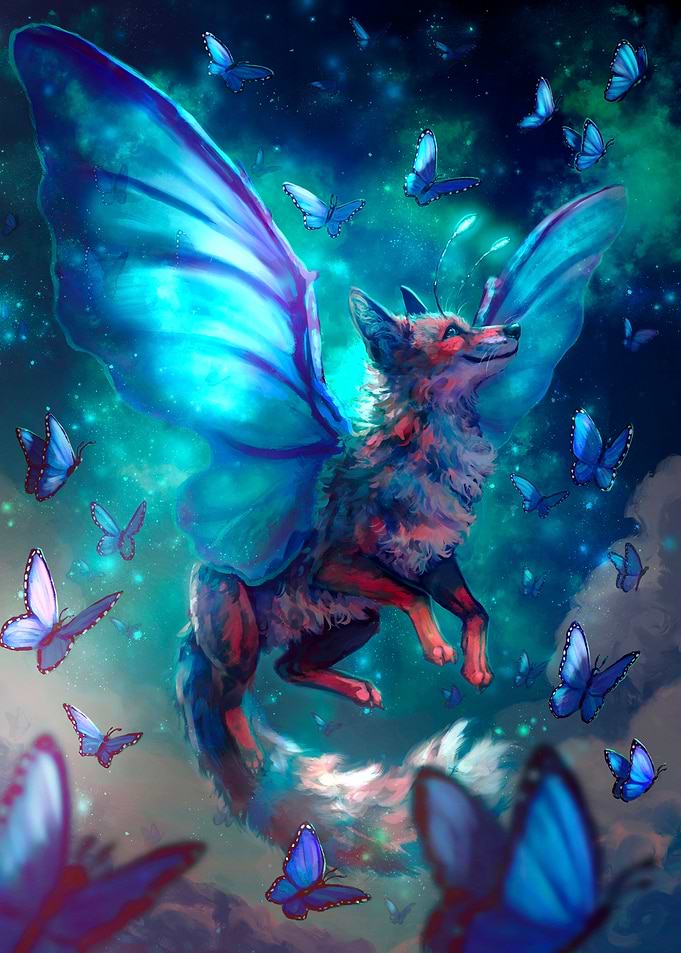 Fantasy Fox with Butterfly Wings