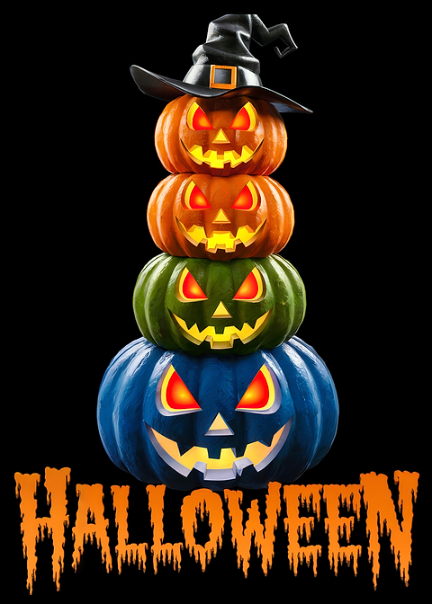 Halloween Jack-O'-Lantern Stack — living room metal wall art