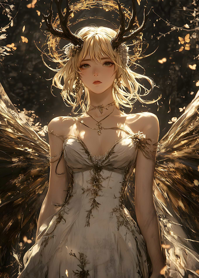 Anime Girl GiGolden Winged Fairy