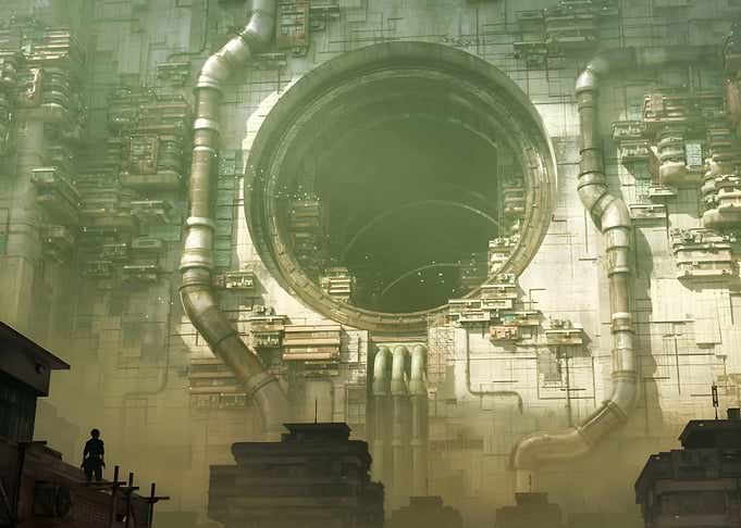 Futuristic Cityscape with Portal