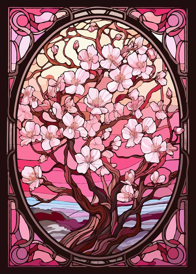 Stained Glass Cherry Bloss