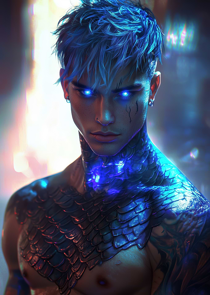 Blue-Eyed Man with Scales