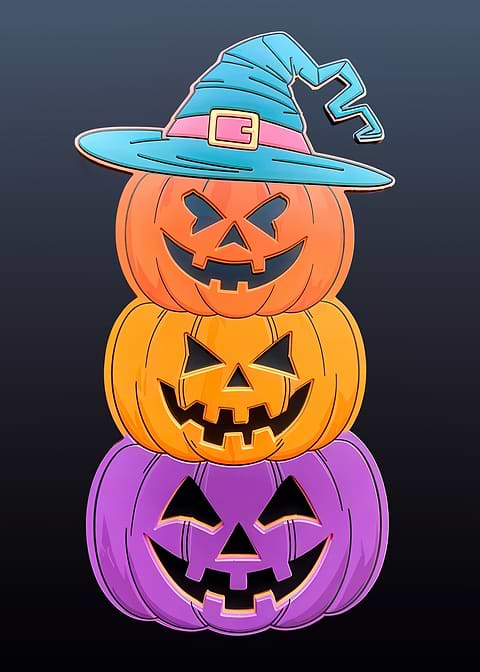 Stacked Jack-o'-Lanterns — living room metal wall art