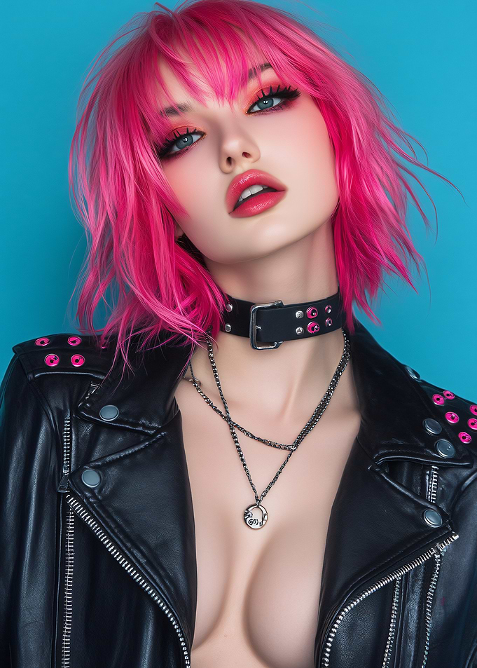 Sexy Lady With Pink Haired