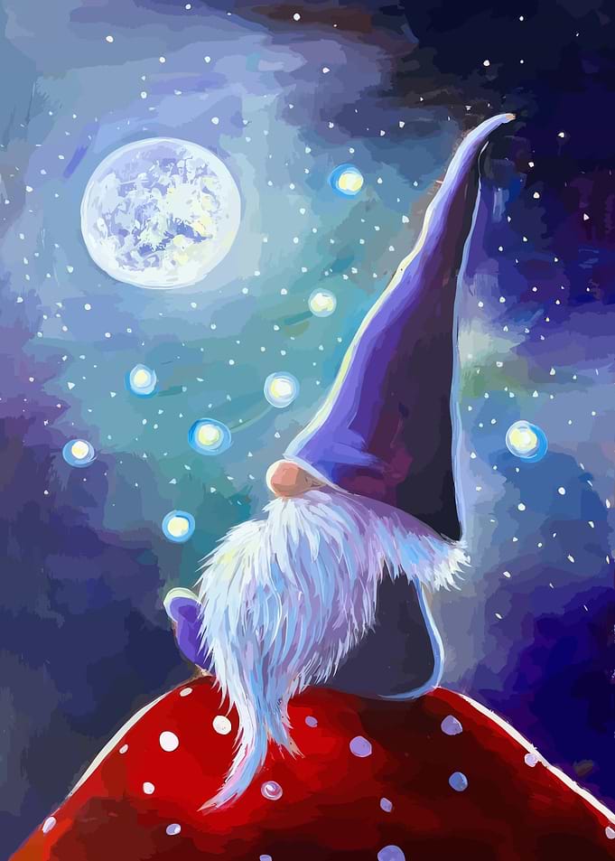 Gnome Under the Moon