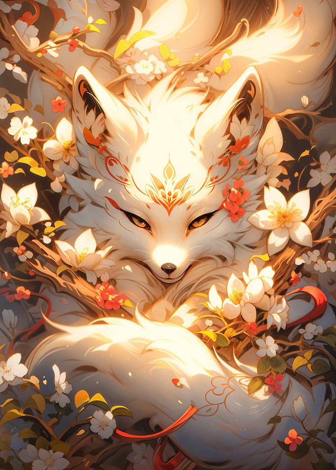 White Fox in Blossom