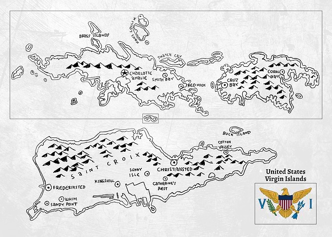 Handdrawn US Virgin Islands Map