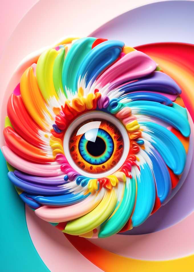 Rainbow Eye Abstract Art