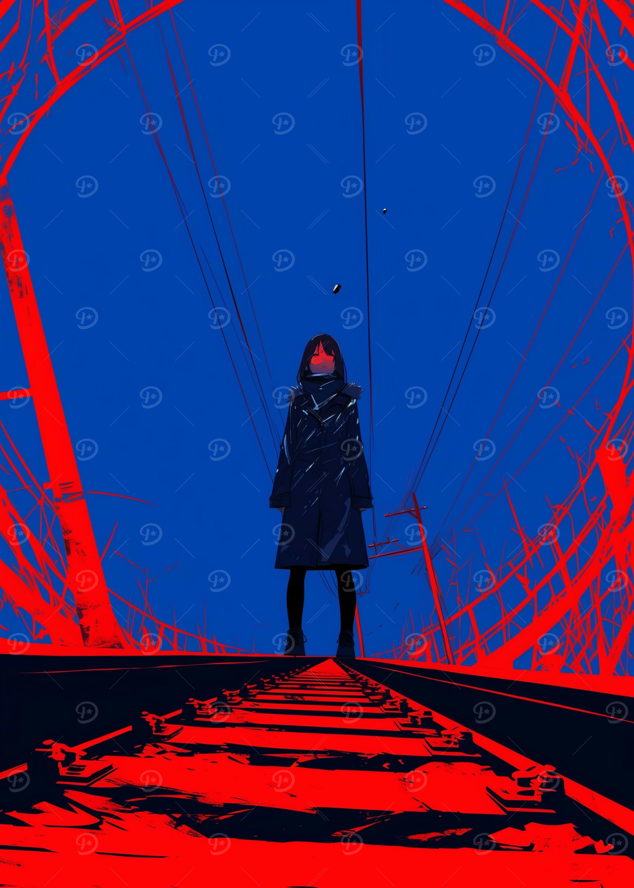Anime Girl on Train Tracks