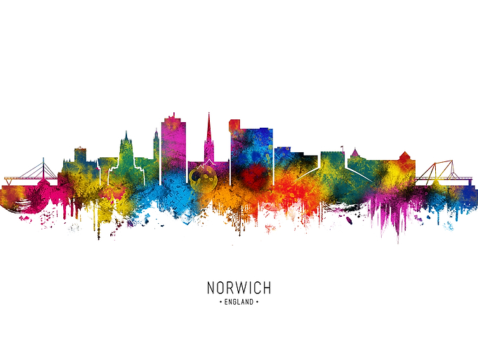 Norwich Skyline Watercolor