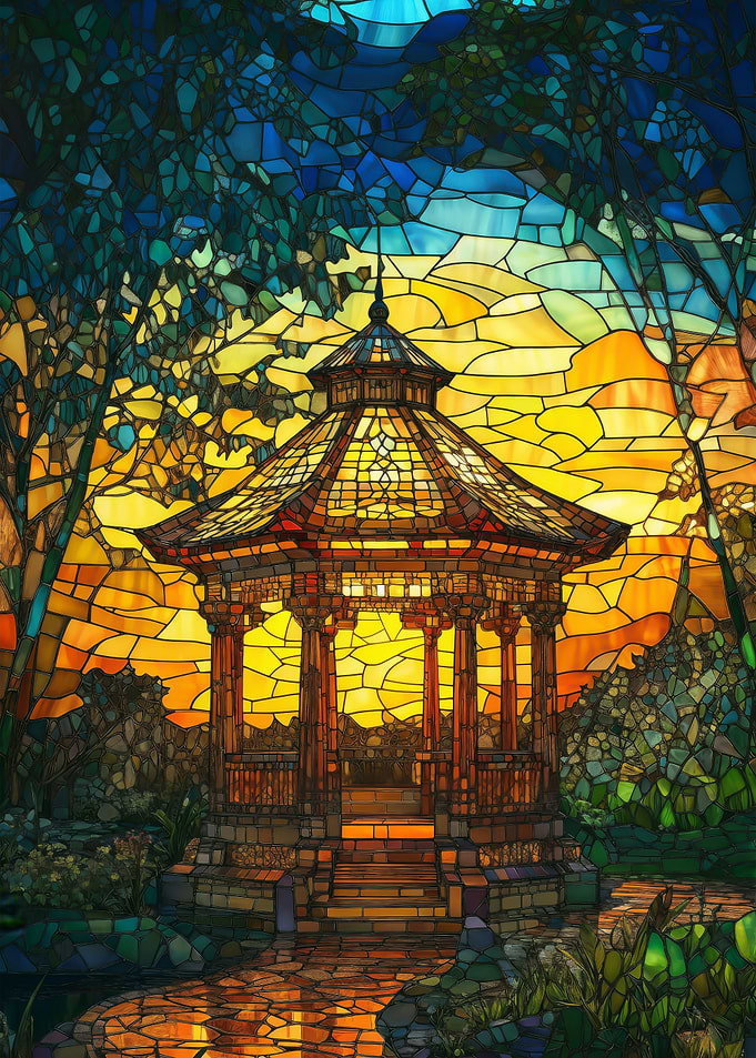 Golden Glass Gazebo Garden