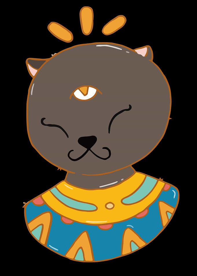 One-Eyed Cat with Egyptian Collar