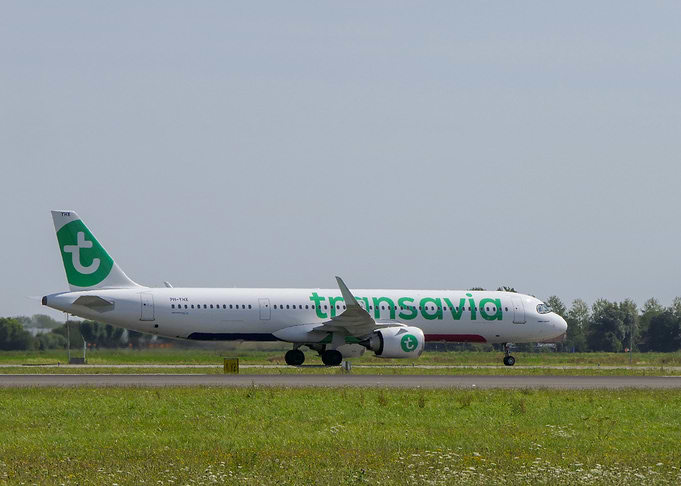 Transavia Airplane on Runway at Schiphol