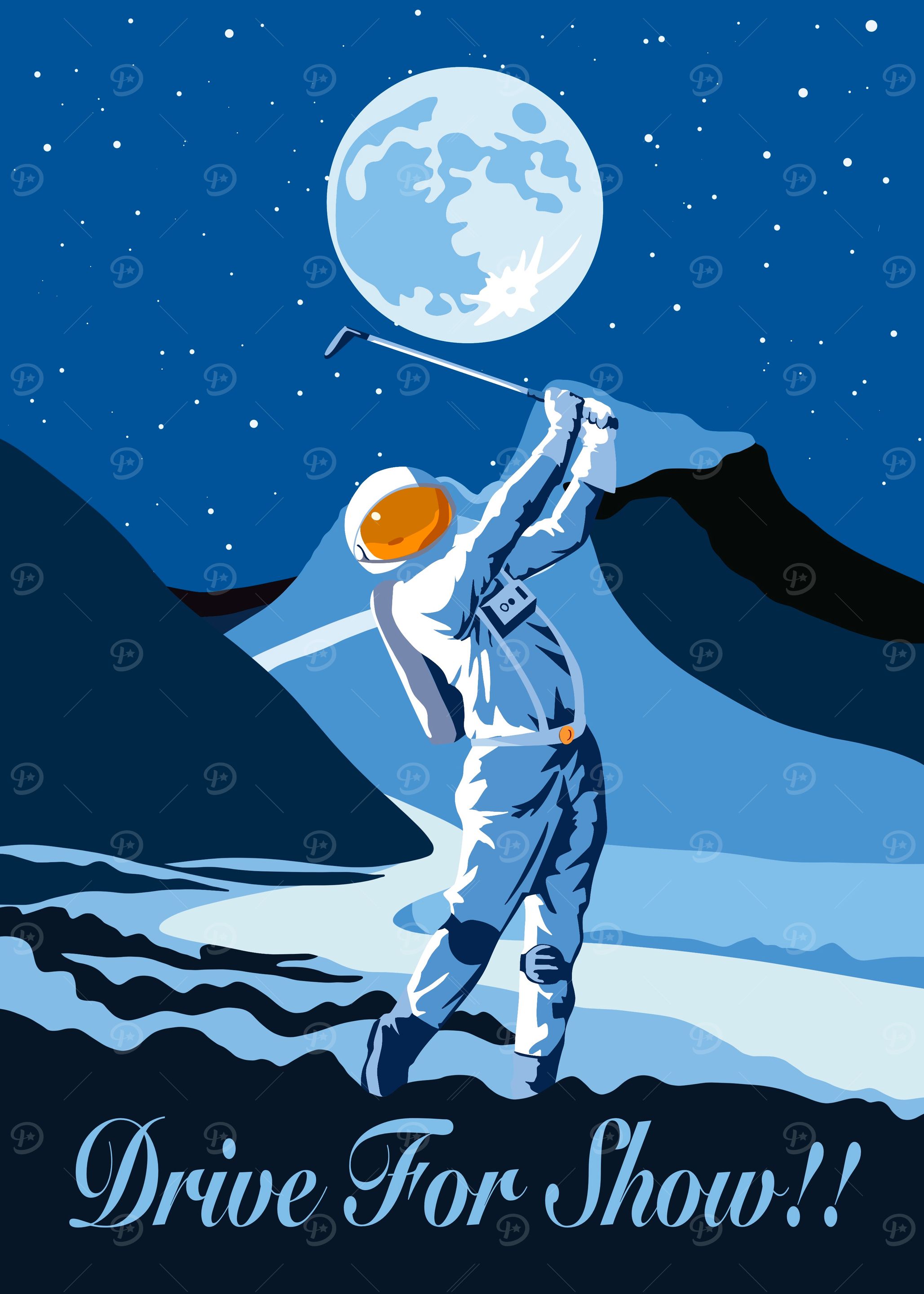 Astronaut Golf Poster