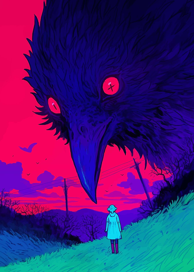 Giant Raven and Girl