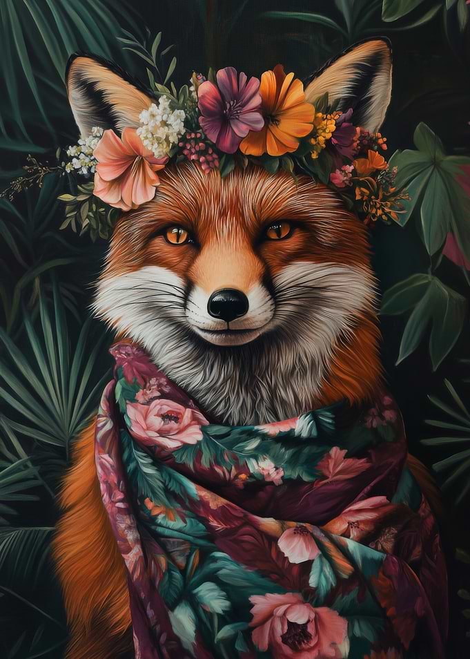 Fox with Floral Crown