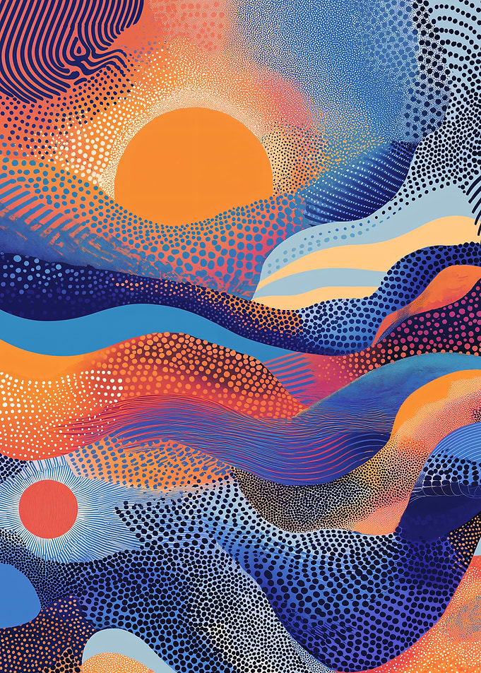 Abstract Japanese Sunset Landscape