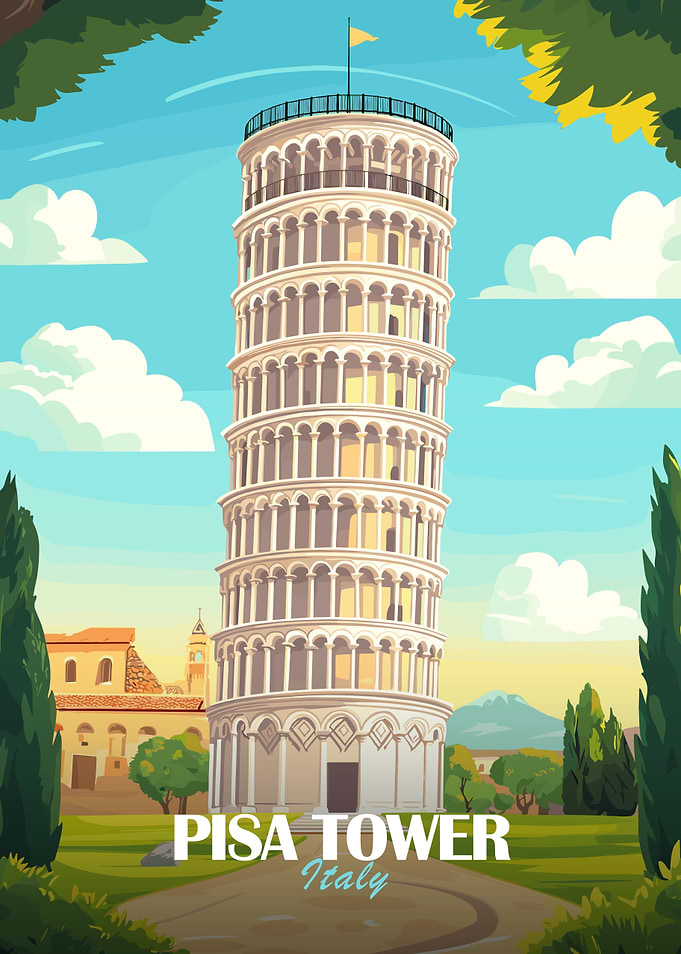 Leaning Tower of Pisa Illustration