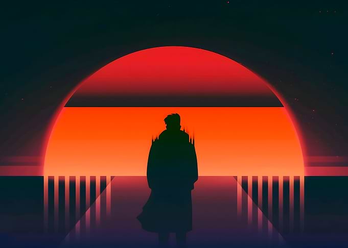 Silhouette in Red Sunset