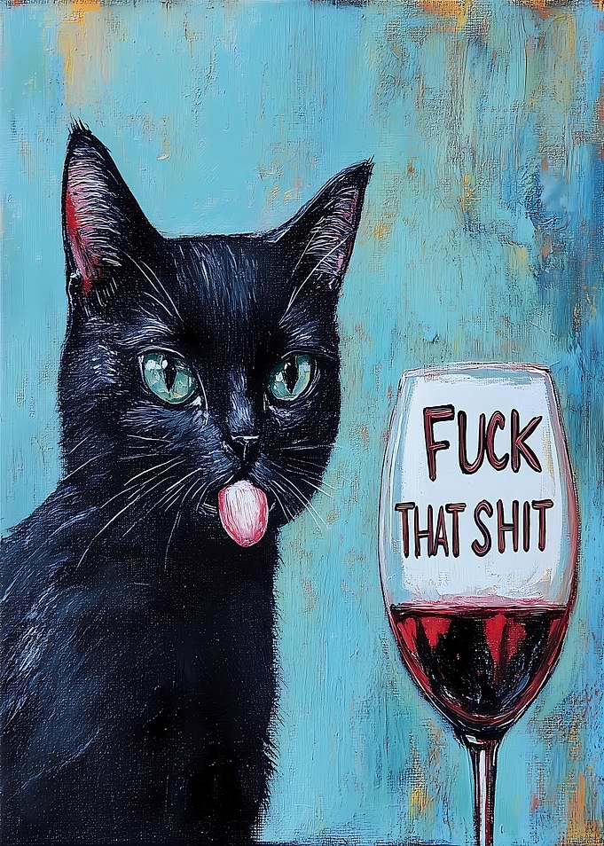 Black Cat &amp; Wine Glass
