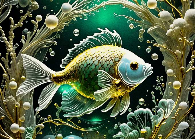 Goldfish in Aquatic Scene