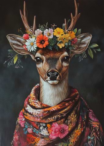 Floral Deer Portrait