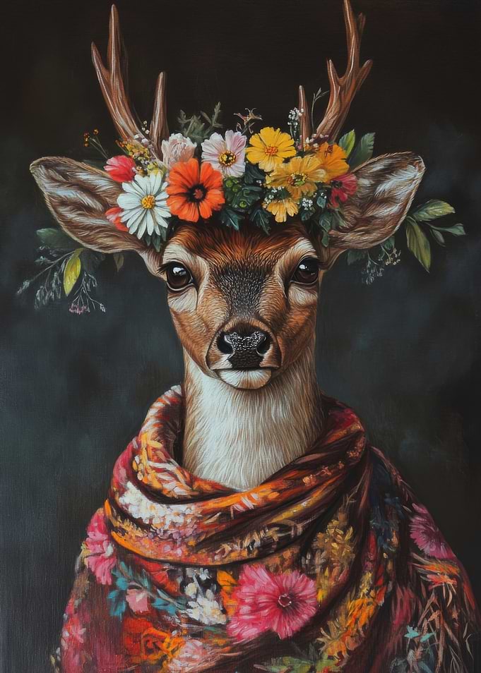 Floral Deer Portrait