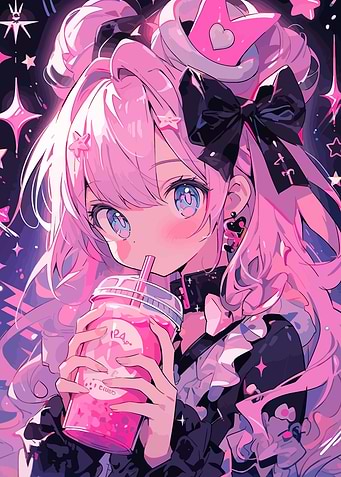 Anime Girl with Pink Hair
